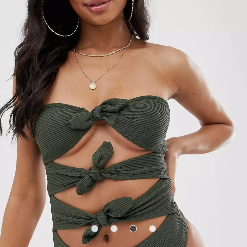 NWT Missguided Knotted Bandeau Swimsuit - 2 - Picture 3 of 7